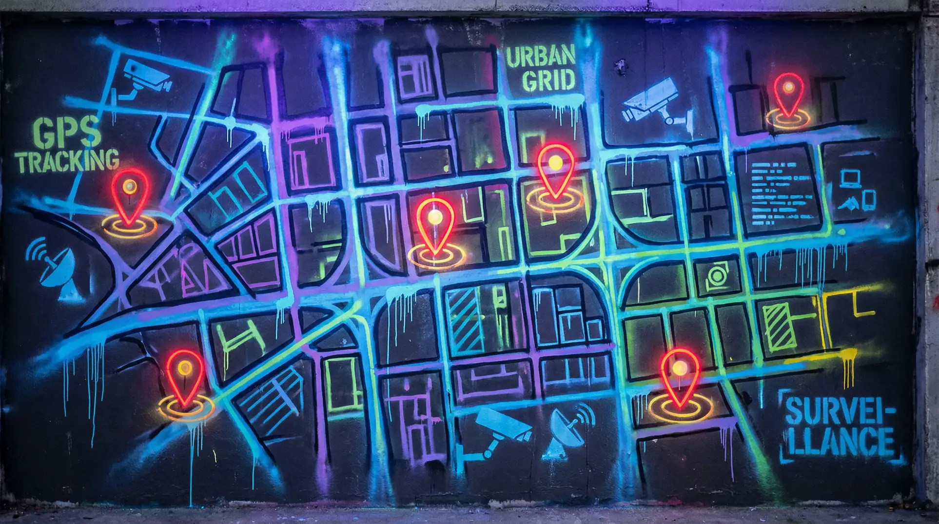 鬼线人 狗仔追踪地图 - 城市涂鸦风格